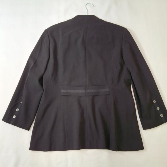 Vintage Womens Black Deep V Blazer Sz L Striped Contrast Lining Office Smart - Picture 4 of 11